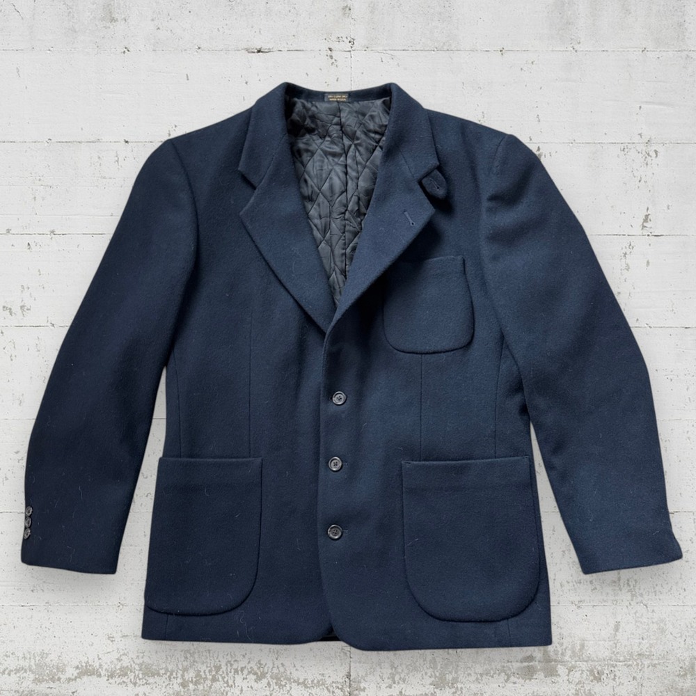 Vintage LL Bean Thinsulate Wool Quilt Lined Jacket Sport Coat 40R Navy USA